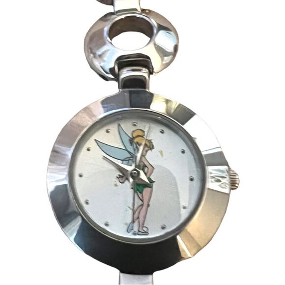 RARE Vintage Disney Tinker Bell Silver Tone Circle Bracelet Watch Working - Picture 4 of 15